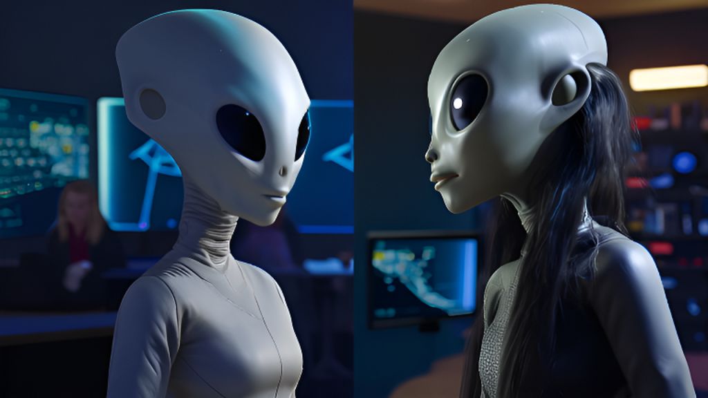 AI-Generated Alien & Girl Alien Podcast Videos (30s Each, Opposite ...