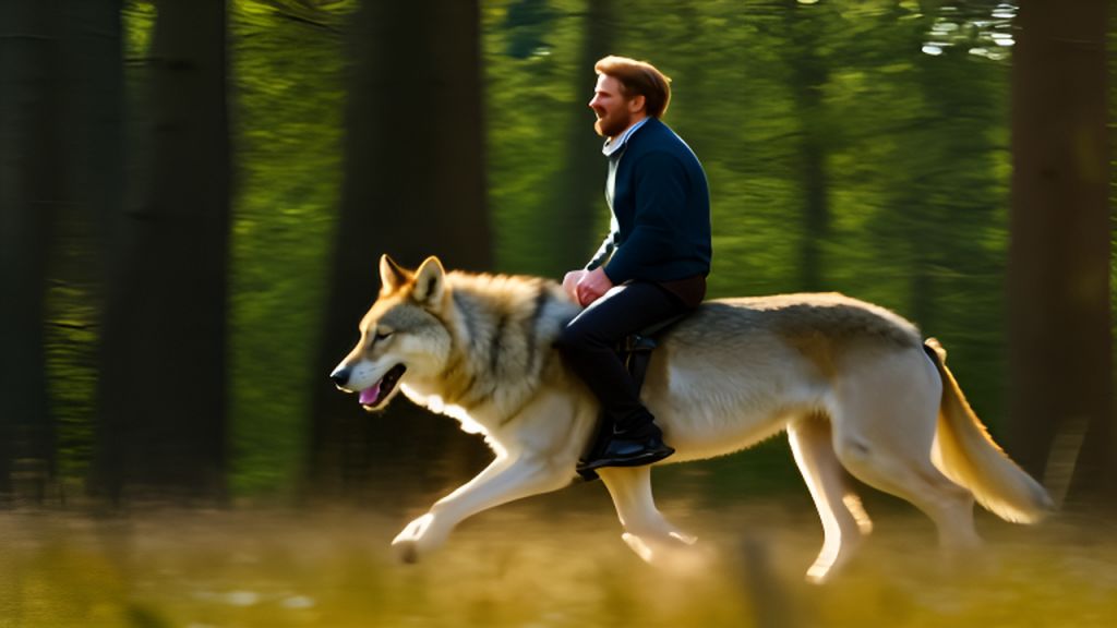 Guy Riding Wolf AI-Generated Man Riding Wolf & Wolf Running in Forest Images/Videos ...