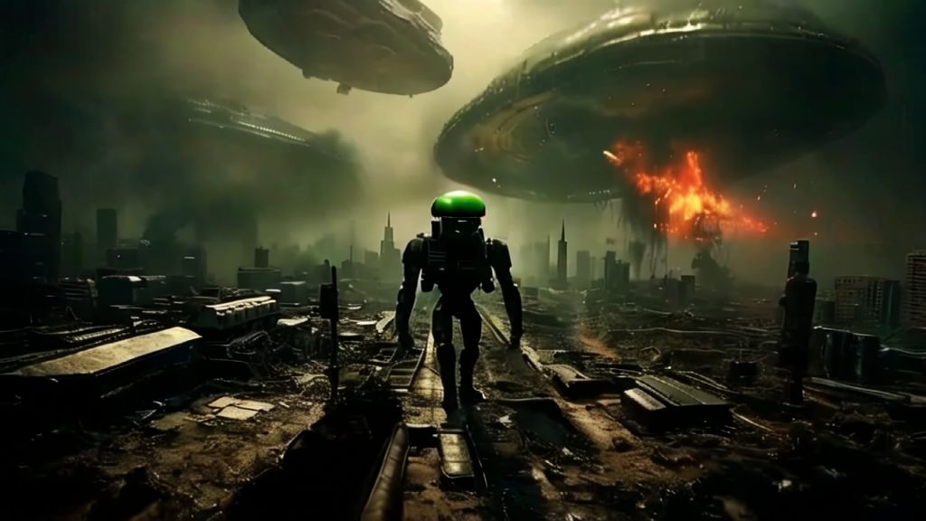 AI-Generated Aliens Destroying Civilization Retro Video Game Montage ...