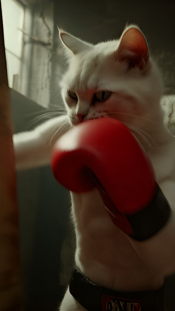 AI-Generated Muscular Cat Boxing Gym Training & Gritty Atmosphere ...
