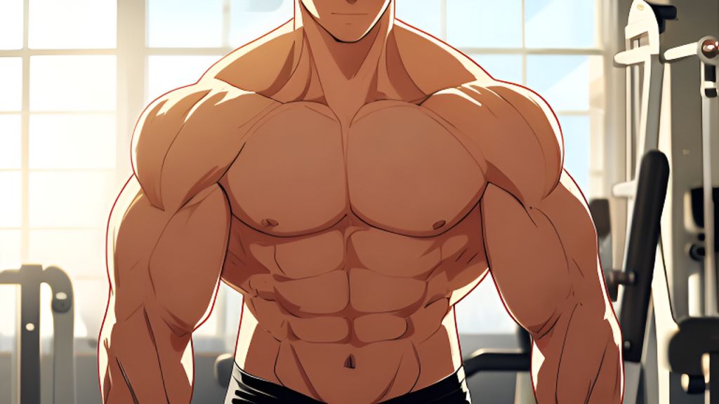 AI-Generated Ghibli Style Anime Hand-Drawn Bodybuilding Gym Scene ...