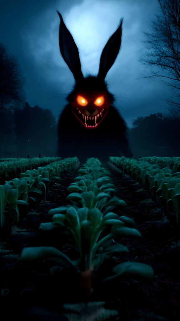 AI-Generated Ghost Rabbit Demon & Menacing Carrot Garden Scene Images ...