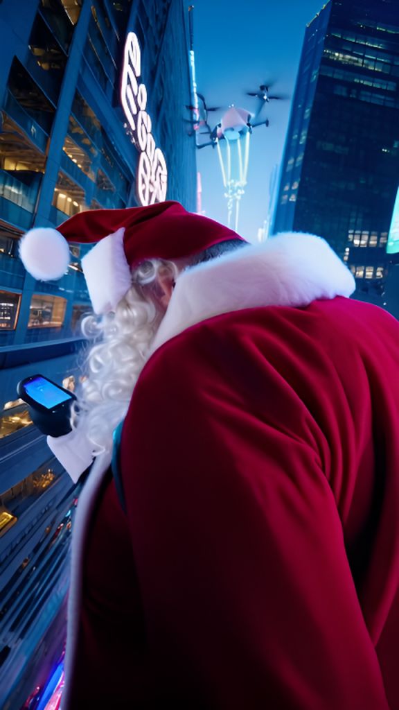 AI-Generated Santa Claus with Drones, Smartwatch, Jetpack Images ...
