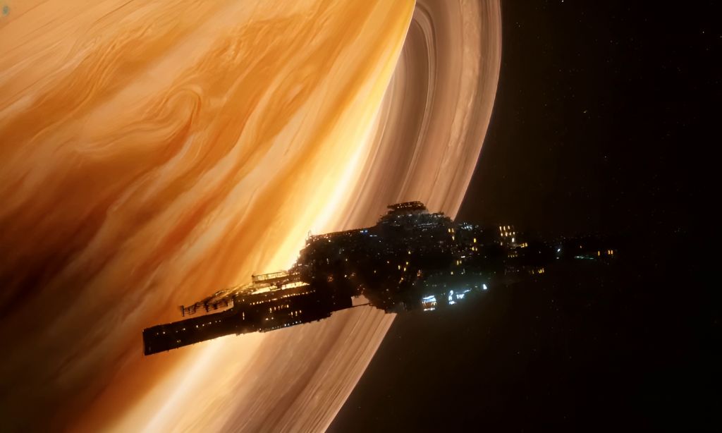 AI-Generated Futuristic Space Mining Station & Jupiter Gas Giant Images ...