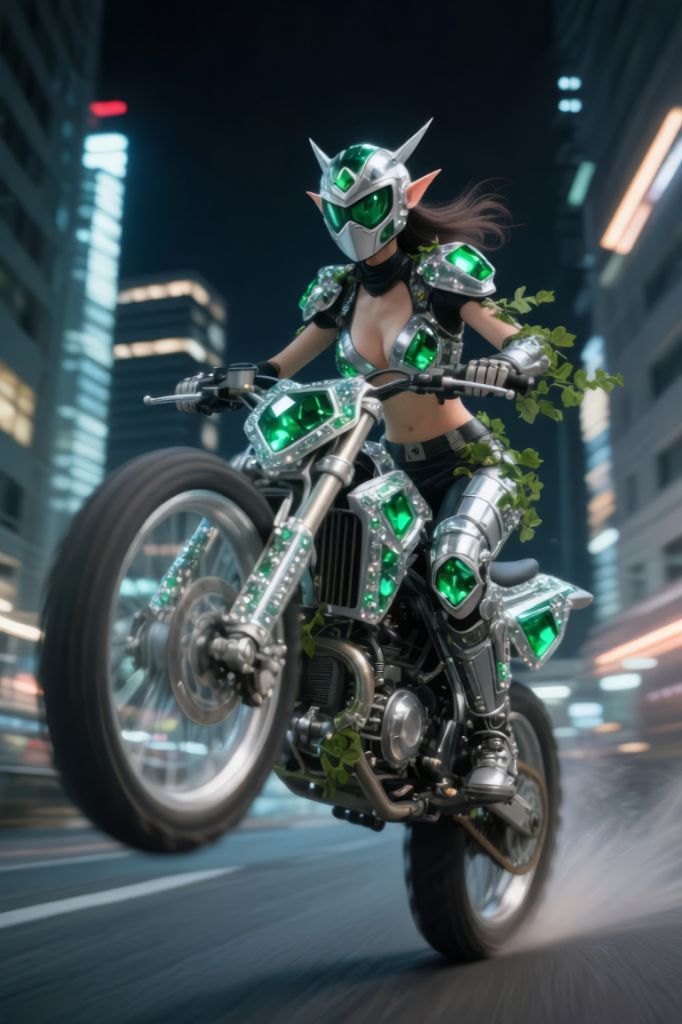 AI-Generated Emerald Off-Road Bike Wheelie Images/Videos | Masked ...