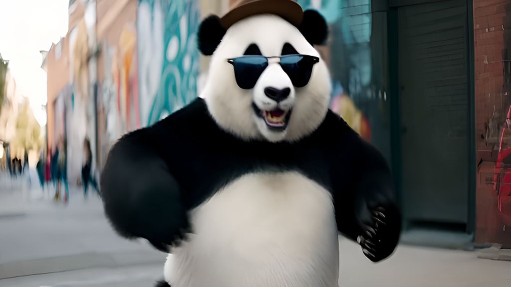 AI-Generated Playful Panda Urban Motion Street Art Videos | vivago.ai