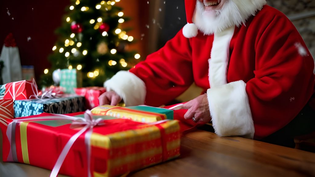 AI-Generated Santa Claus Festive Workshop Christmas Tree Warm Lighting ...