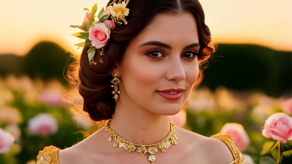 AI-Generated Noble Queen in Enchanted Royal Garden with Gold ...