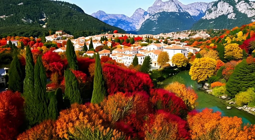 Coagh AI-Generated Aerial Autumn Irish Village Landscape Slow Motion Serene ...