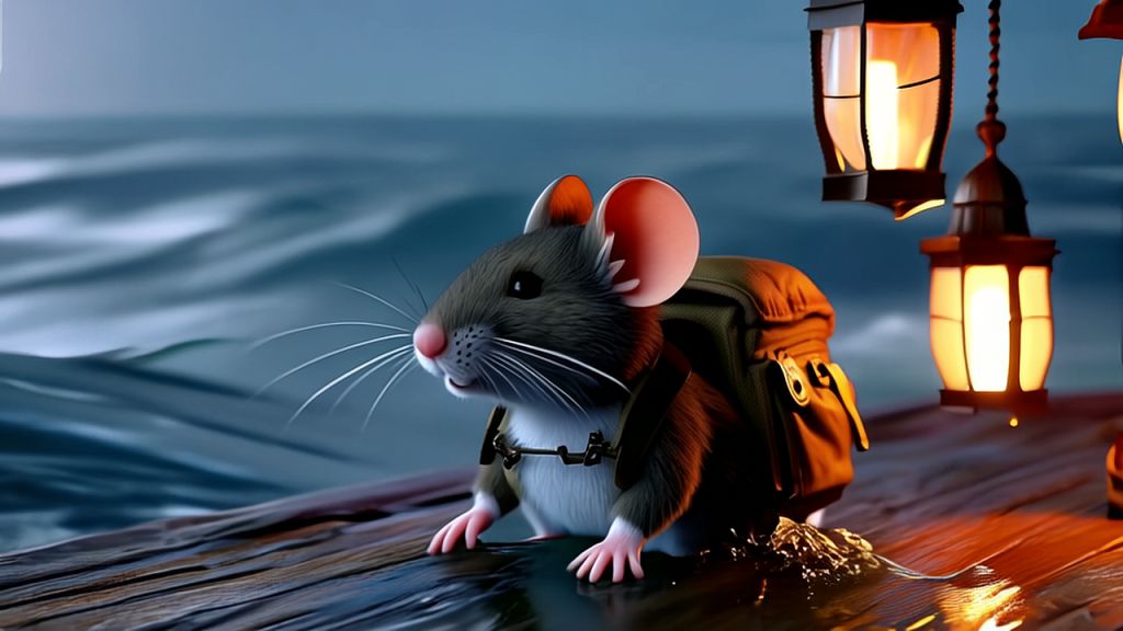Mouse Body Raft AI-Generated Mice on Raft Cozy Storm Scene | Detailed Lantern & Waves ...