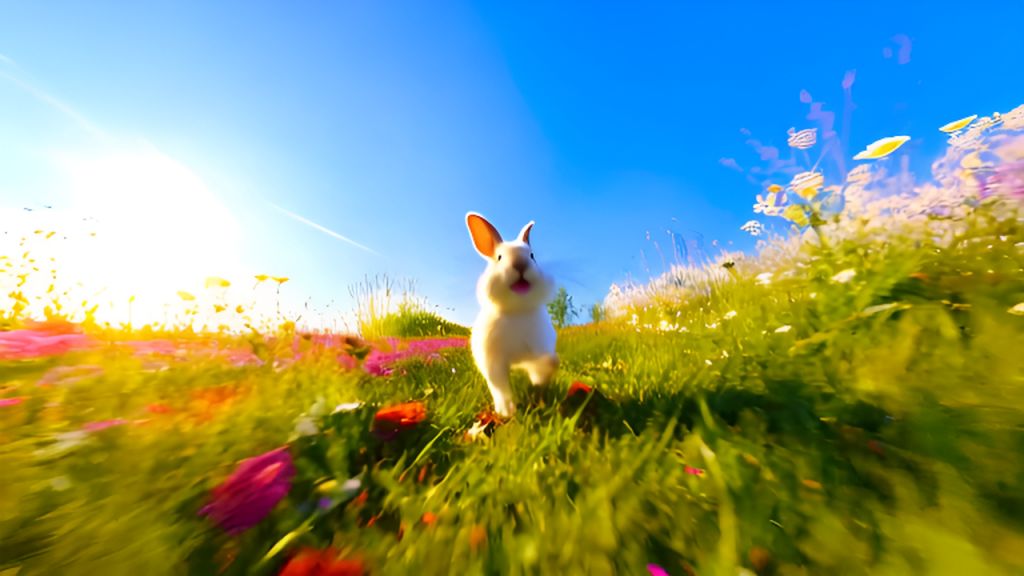 Energetic Rabbid AI-Generated 3D Pixar Animation of Energetic Rabbit in Colorful Meadow ...