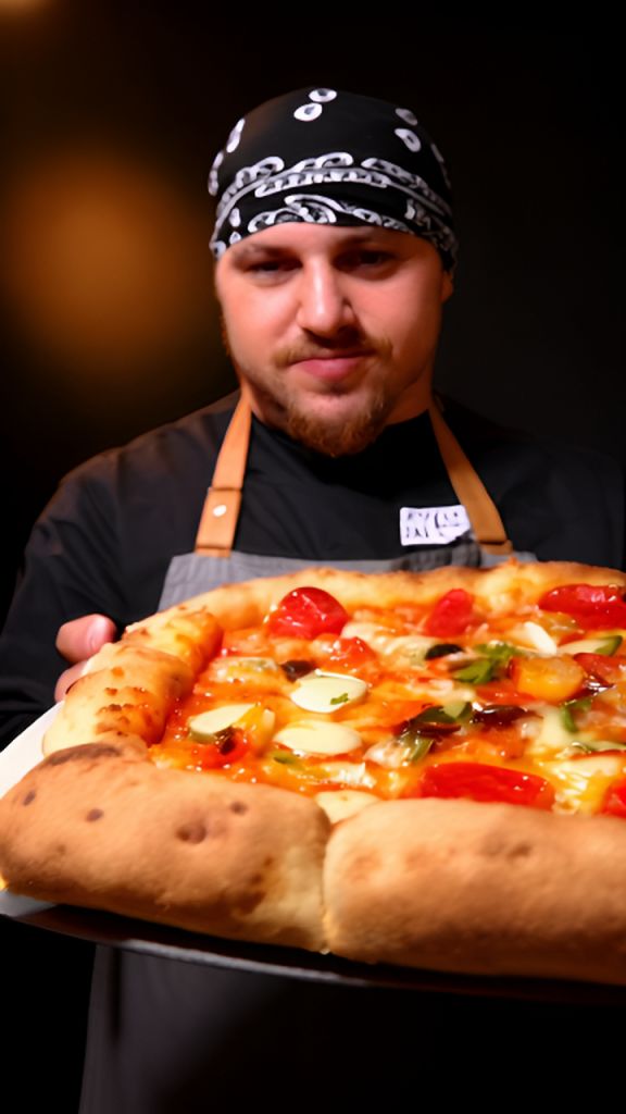 AI-Generated Pizzaiolo with Giant Rectangular Pizza at Serra Alta ...