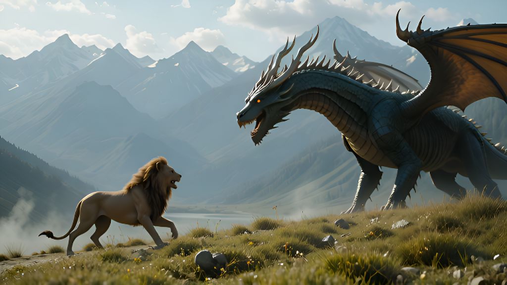 AI-Generated Lion Dragon Hybrid Creature Merge Images/Videos | vivago.ai
