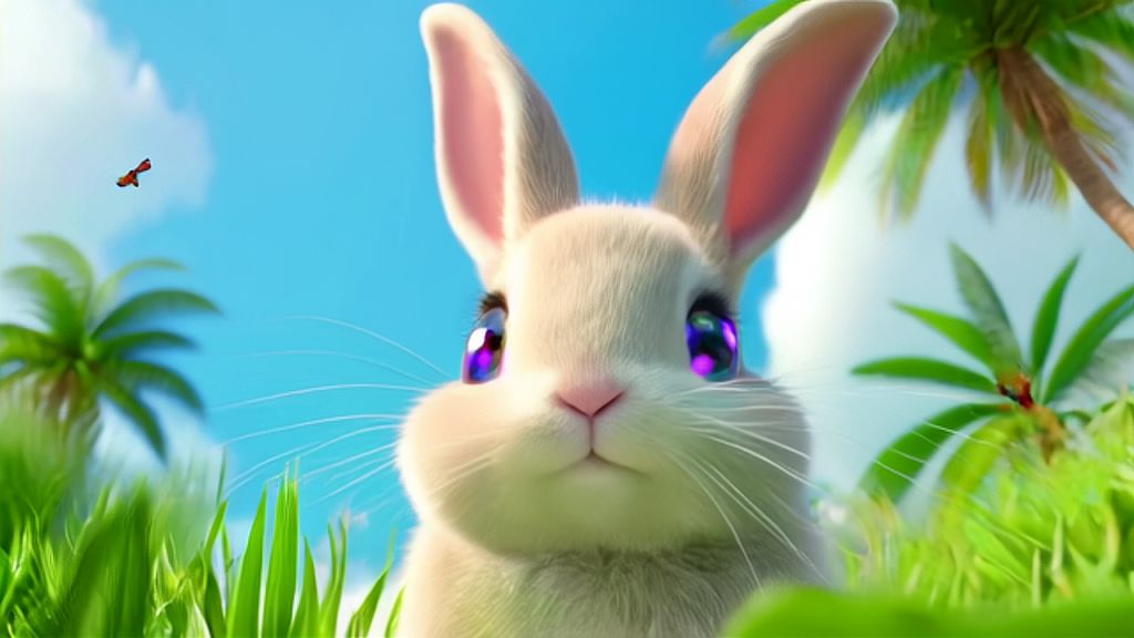 Ai Rabbit Animation AI-Generated 3D Animated Rabbit with Lush Greenery, Coconut Trees ...