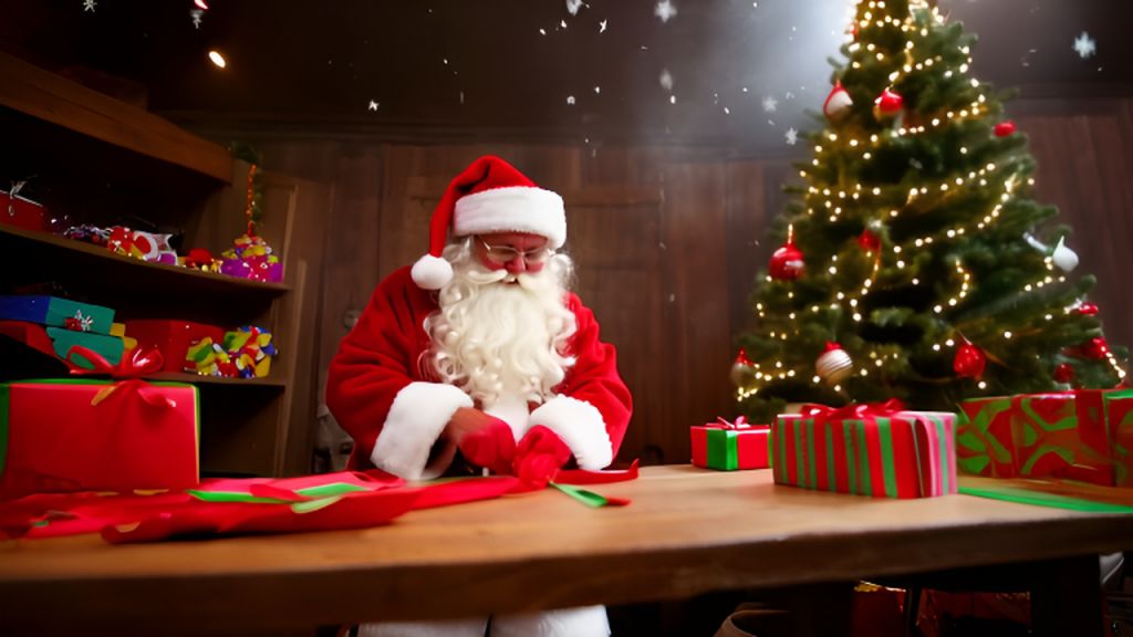 AI-Generated Santa Claus Christmas Workshop, Festive Gifts & Twinkling ...