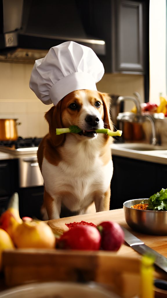 AI-Generated Dog Chef Cooking Vegetable Images/Videos | vivago.ai